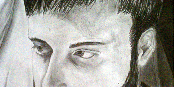 Self-portrait. Charcoal and graphite.